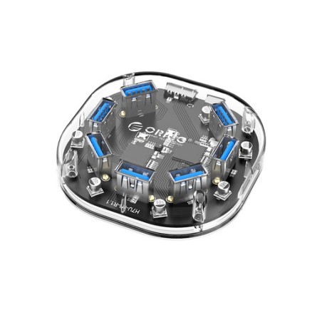 USB Hub ORICO H7U-U3, 7-port, USB 3.0, prozoren