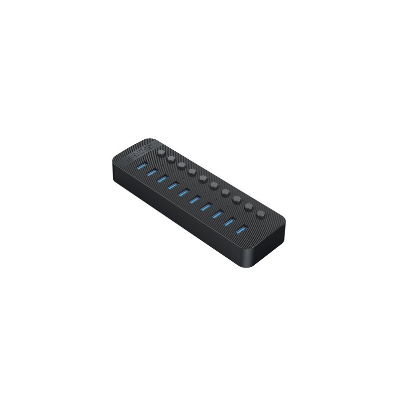 USB Hub ORICO CT2U3-10AB, 10-port, USB 3.0, s stikali, črn