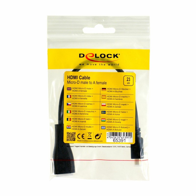 Adapter Delock HDMI-D mikro M na HDMI Ž