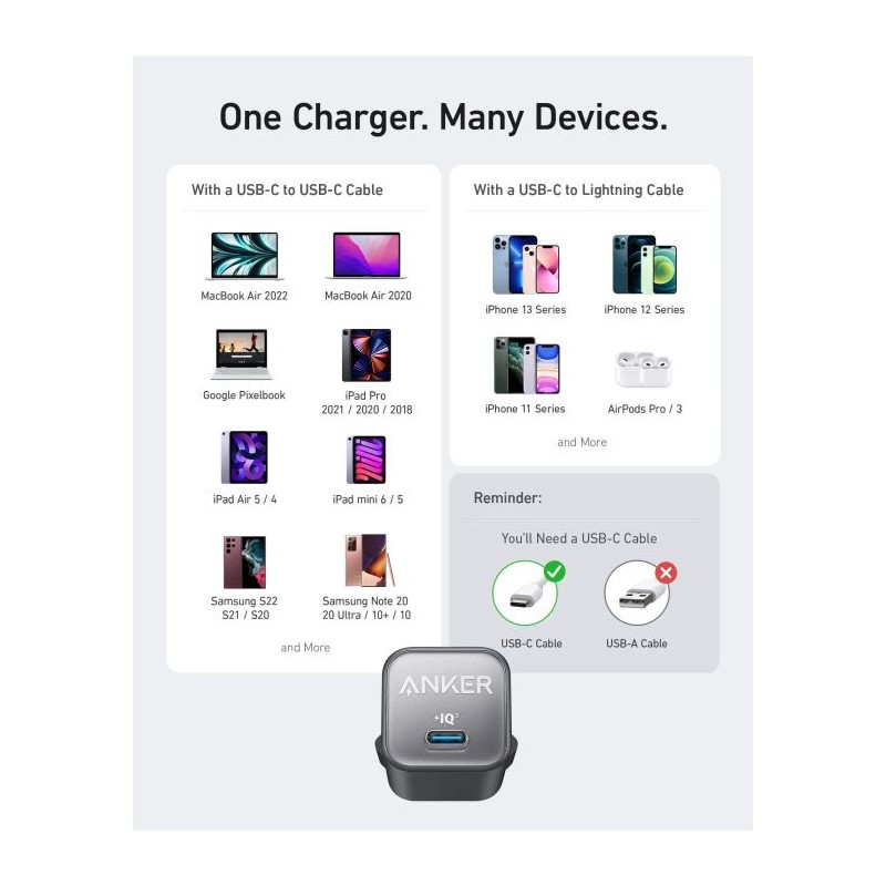 Anker Nano 3 (511) USB-C polnilec 30W, bel