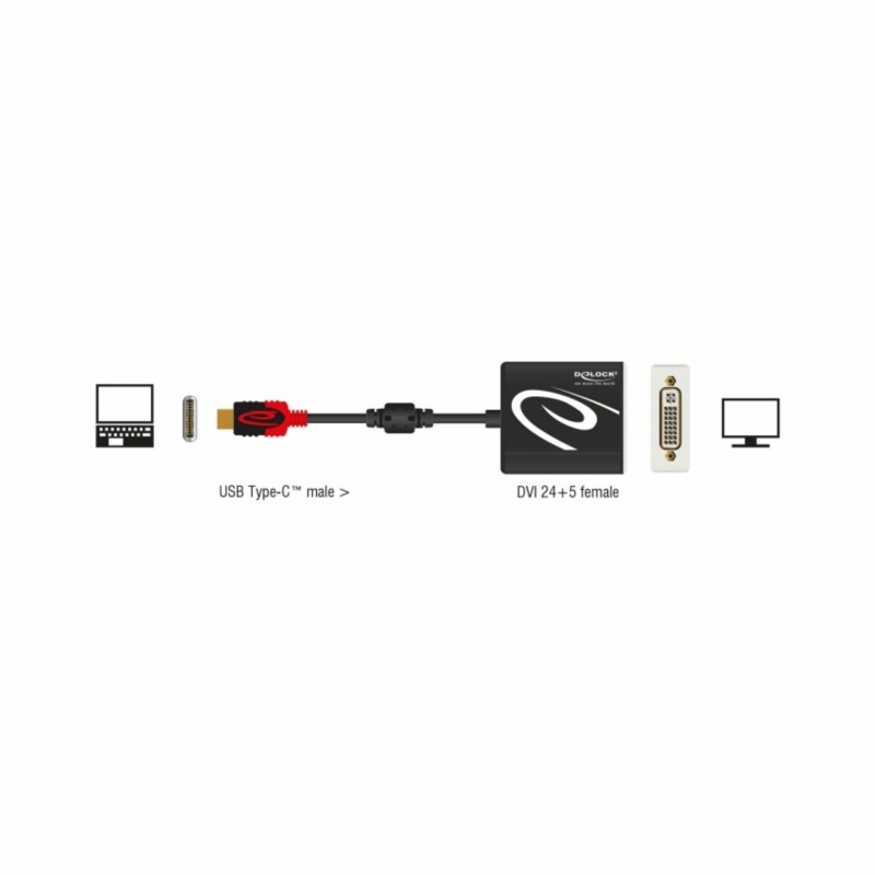 Pretvornik Delock USB 3.1 Tip-C - DVI 24+5 4K 30Hz