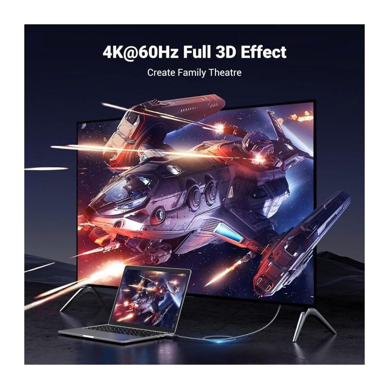 Kabel UGREEN DisplayPort na HDMI 4K@60Hz HDR Active DP 1.2 v HDMI 2.0, 1M, 15773