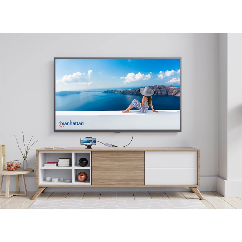 USB Hub MANHATTAN 3-v-1 USB-C v HDMI, siv