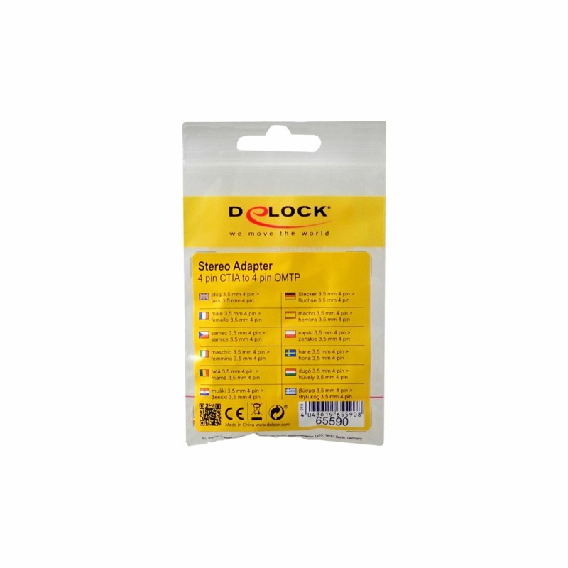 Adapter Delock Avdio 3,5 M 4-pin CTIA - Jack 3,5 Ž 4-pin OMTP, 65590