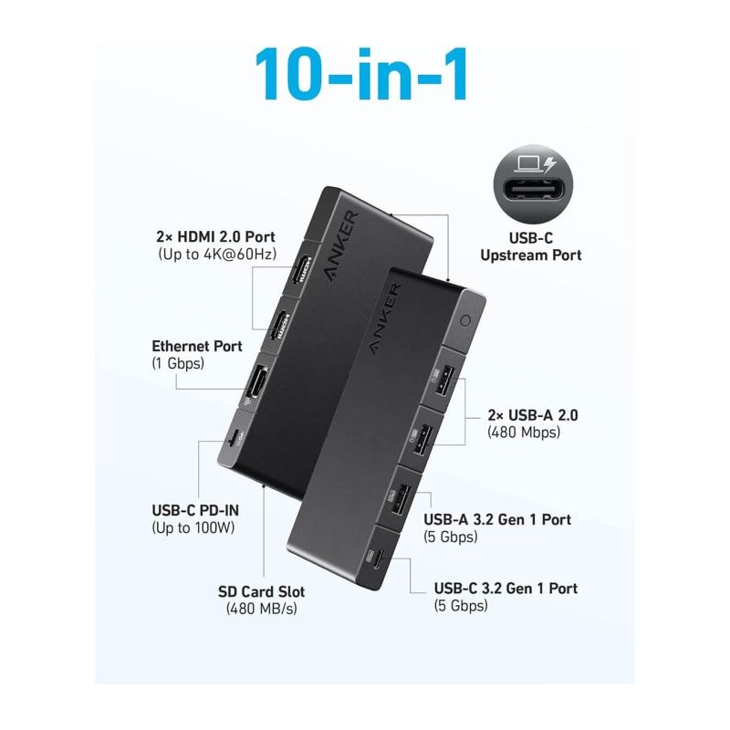 USB Hub Anker 364, 10v1, USB-C, A83A2G11