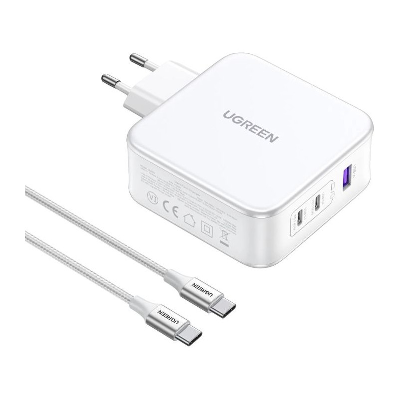 Ugreen Nexode 3 portni 140W USB-C polnilnik s PD 3.1 GaN Bel