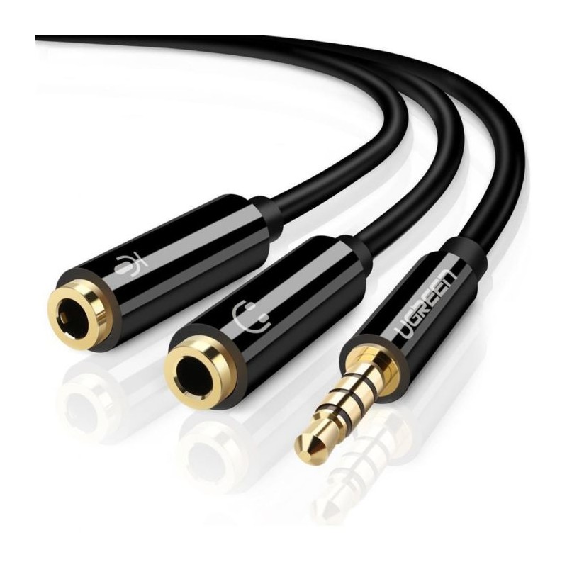 Ugreen adapter 3.5mm (M) na 2x 3.5mm (Ž - slušalke + mikrofon) - polybag