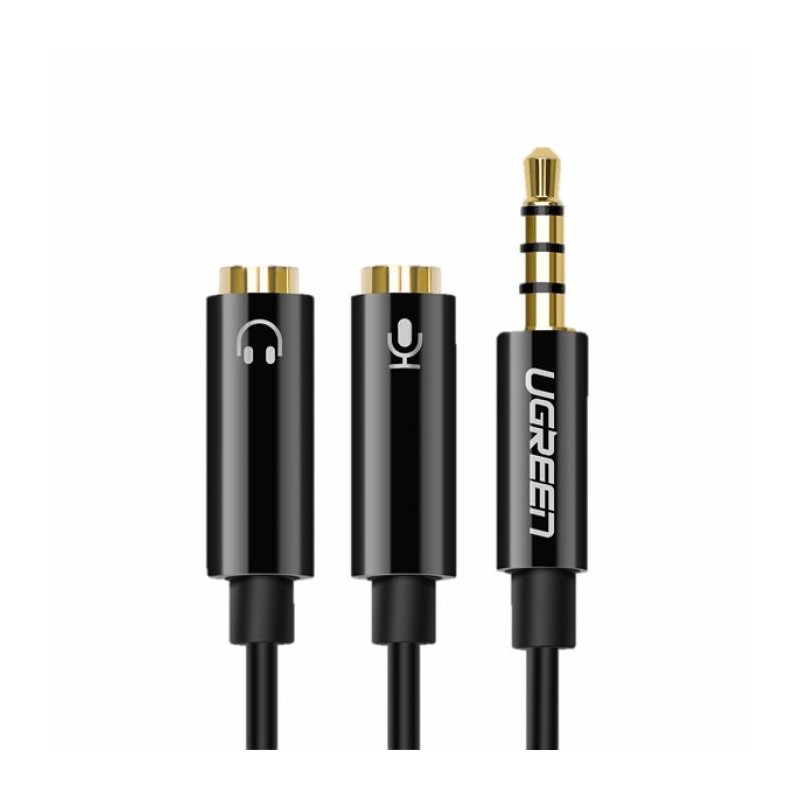 Ugreen adapter 3.5mm (M) na 2x 3.5mm (Ž - slušalke + mikrofon) - polybag