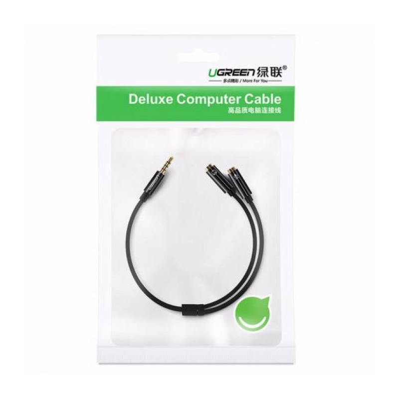 Ugreen adapter 3.5mm (M) na 2x 3.5mm (Ž - slušalke + mikrofon) - polybag