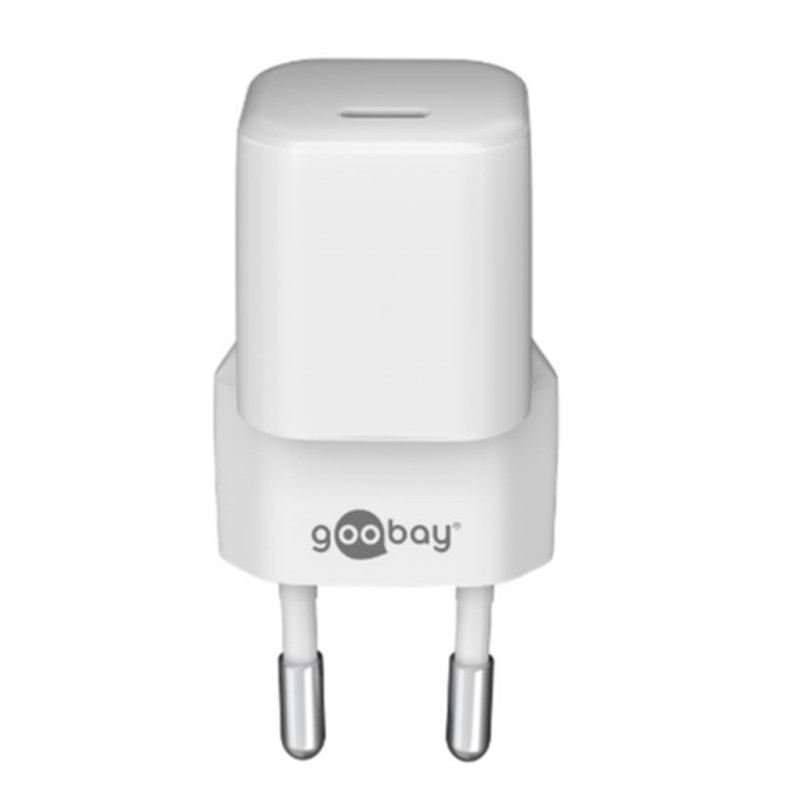 Napajalni adapter Goobay 30W USB-C PD GaN Fast Charger Nano, bel