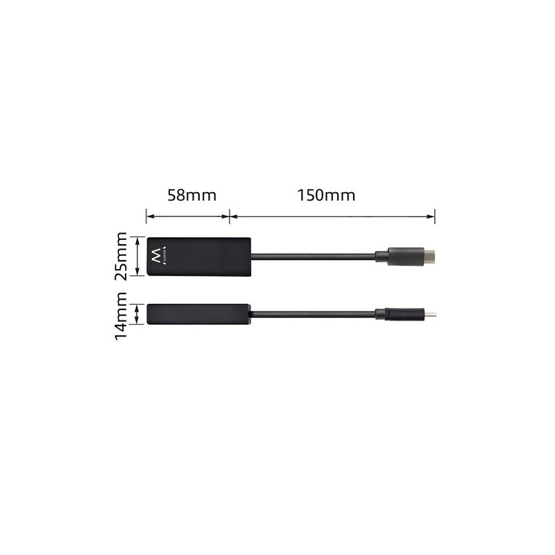 Adapter Ewent EW9828, USB-C v RJ45 Ethernet, črn