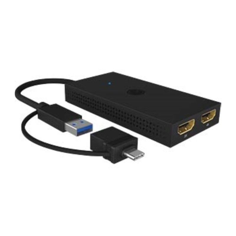 Adapter Icybox IB-SPL1029AC, USB-C/A na dvojni HDMI (2K@60Hz/4K@30Hz)