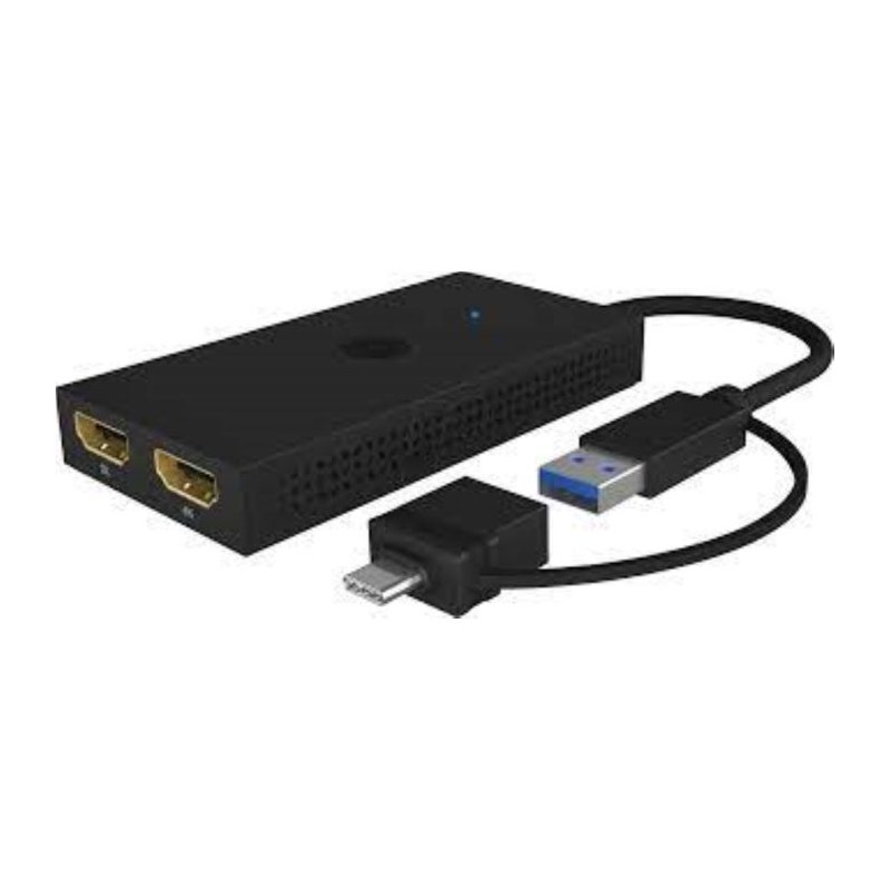 Adapter Icybox IB-SPL1029AC, USB-C/A na dvojni HDMI (2K@60Hz/4K@30Hz)