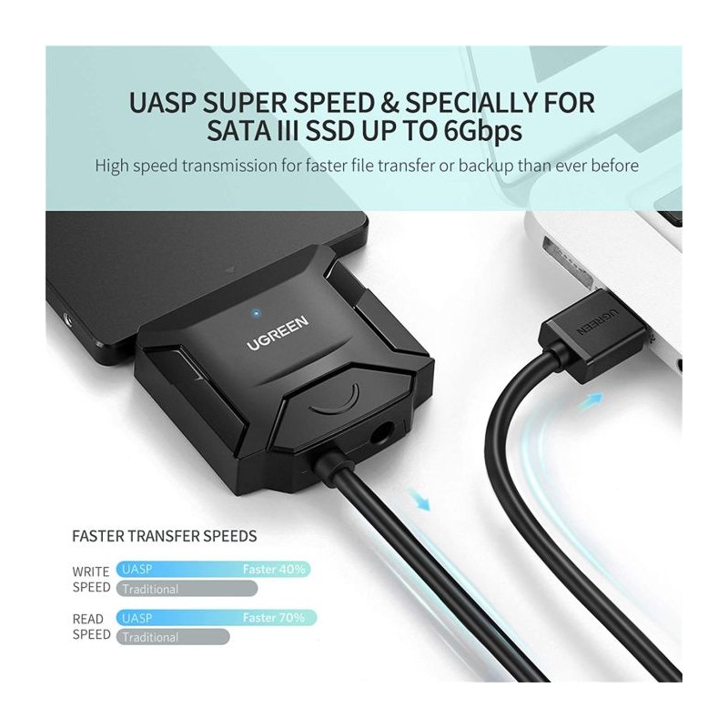 Adapter Ugreen 20611, USB 3.0 v SATA za 2,5"/3,5" SATA HDD/SSD