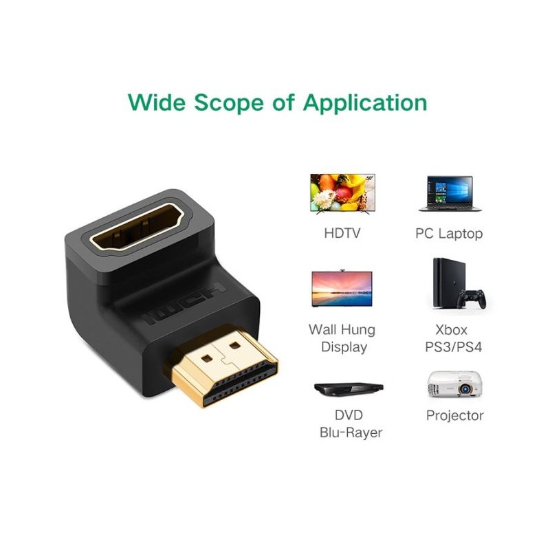 Adapter Ugreen 20109, HDMI moški na HDMI ženski, kotni