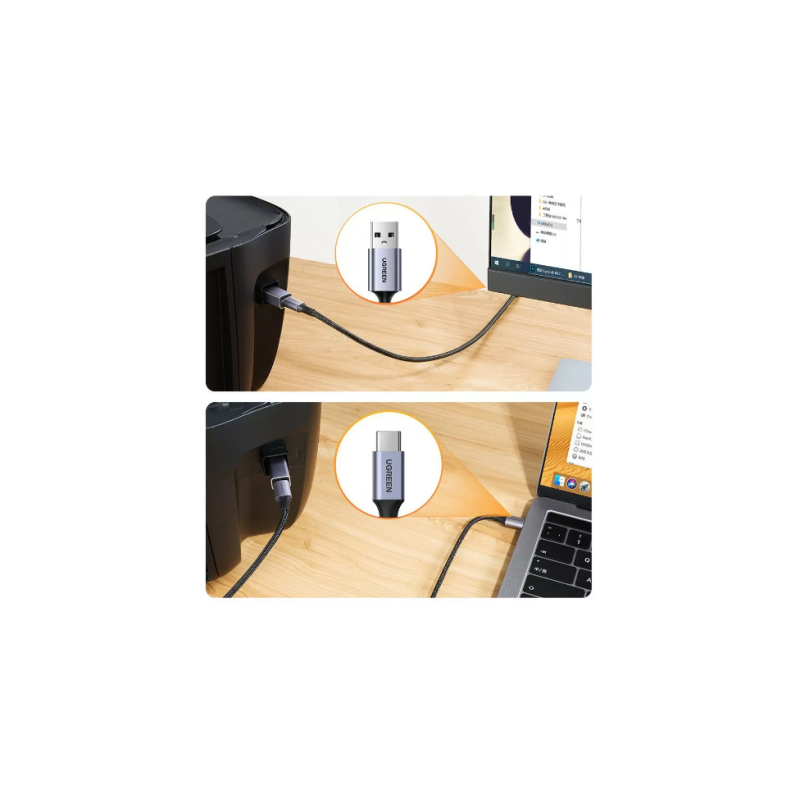 Adapter Ugreen 20120, USB-C ženski v USB-B, srebrn