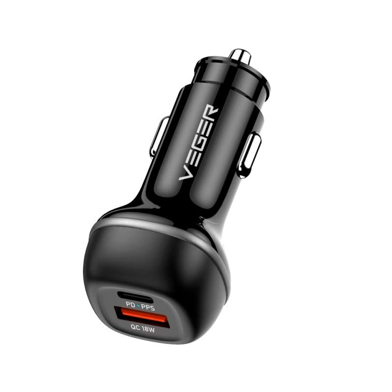 VEGER avtopolnilec CC62 USB+USB-C PD, QC3.0 51W