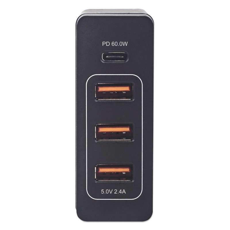 Polnilna postaja za 4 naprave MANHATTAN - 72W, 1xUSB-C in 3xUSB-A