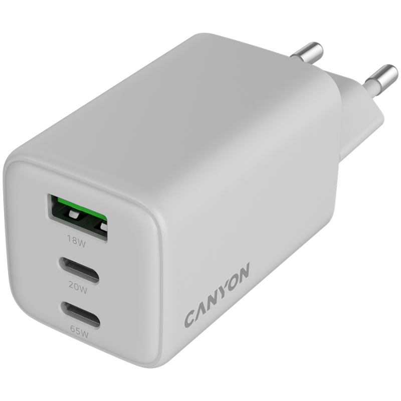 Polnilec CANYON CU65ACC, 65W, USB-A/C, UK, bel