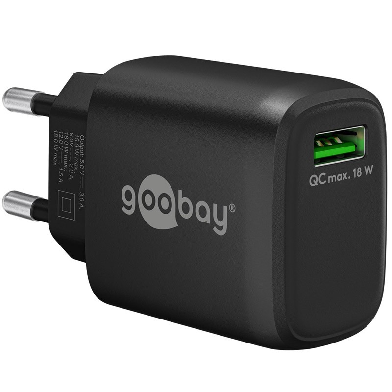 Polnilec Goobay USB QC3.0 (18W), črn