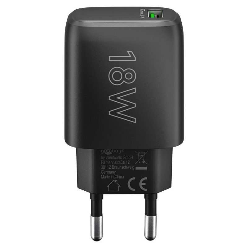 Polnilec Goobay USB QC3.0 (18W), črn