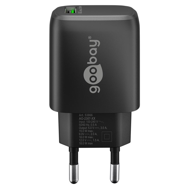 Polnilec Goobay USB QC3.0 (18W), črn