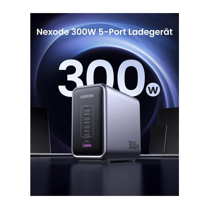 Polnilec Ugreen Nexode 300W GaN II 5-portni USB - box