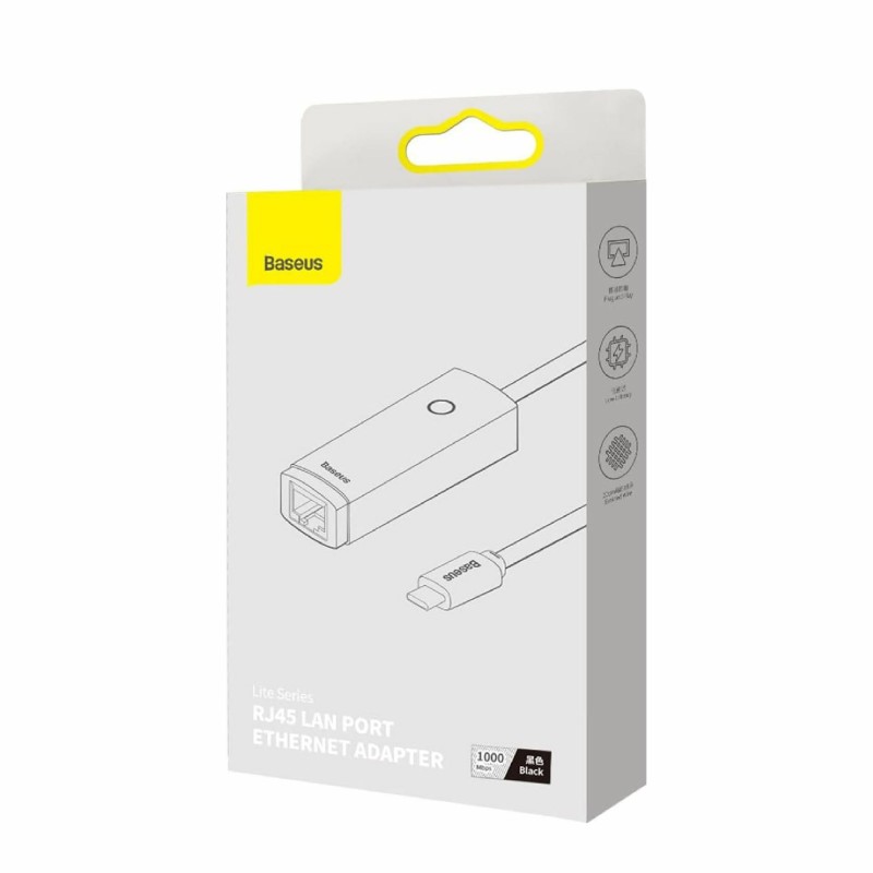 Adapter Baseus USB-C 3.1 na RJ45, črn, WKQX000301