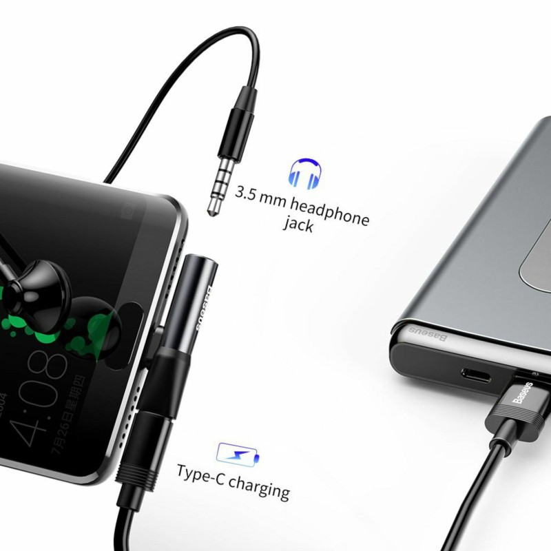 Adapter Baseus CATL41-01, USB-C na 3,5 mm stereo, črn