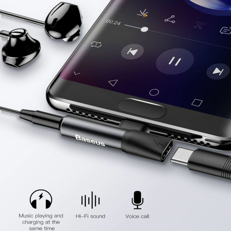 Adapter Baseus CATL41-01, USB-C na 3,5 mm stereo, črn