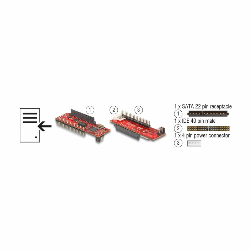 Adapter Delock 62510, SATA moški 22-pin na IDE moški 40-pin