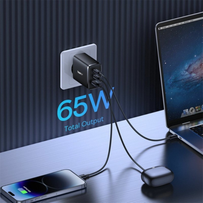 Baseus polnilec 65W USB 2xTipC TipA GaN5 CubePro črn P10152301113-00