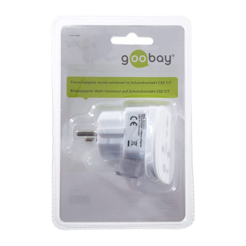 Potovalni adapter Goobay 94026, Svet na EU