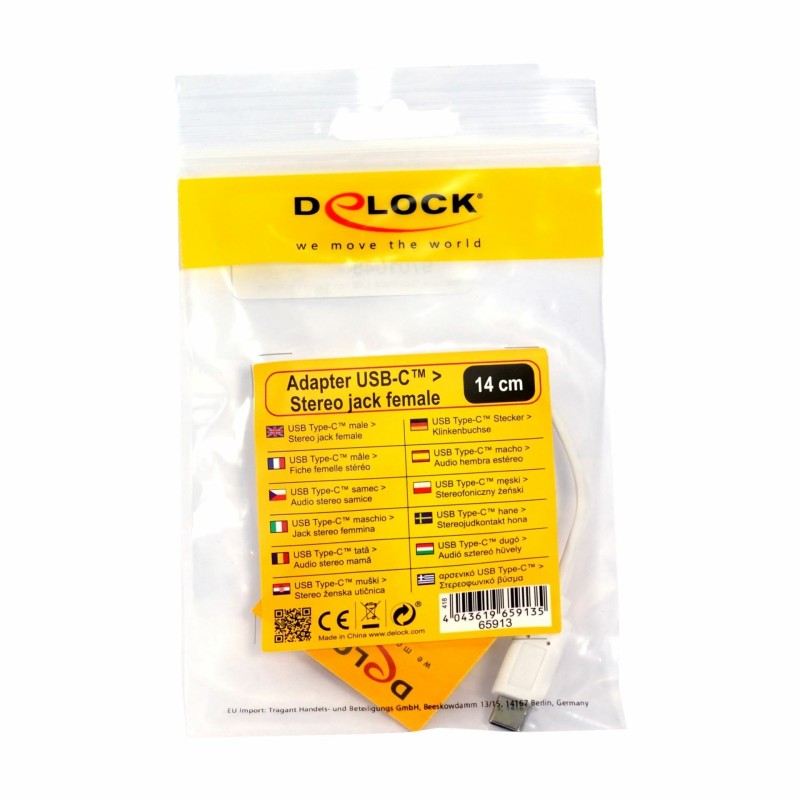 Adapter-AVDIO USB Tip-C - Jack 3,5Ž stereo 14cm bel Delock