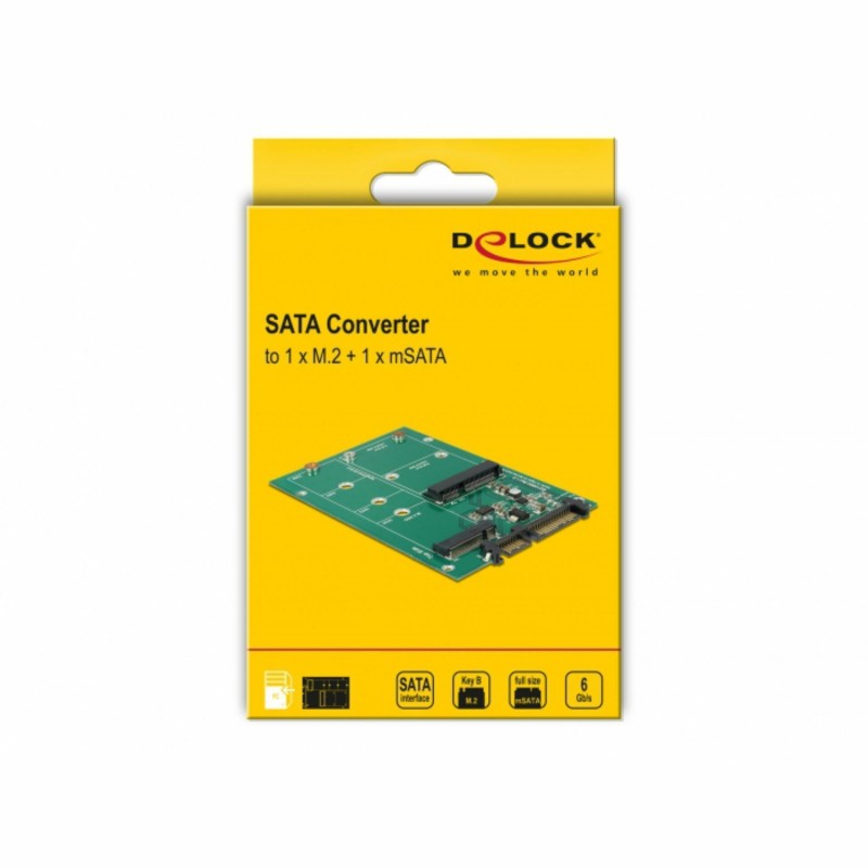 Adapter HDD SATA - M.2 NGFF + 1x mSATA Delock