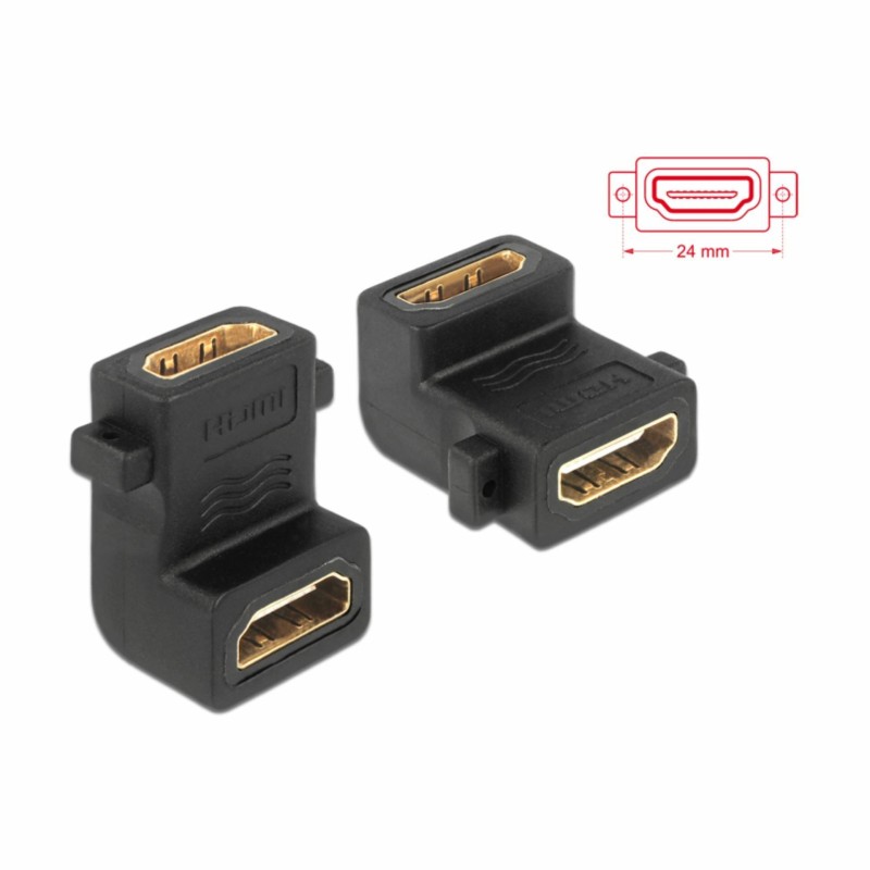 Adapter HDMI Ž na HDMI Ž 19-pin kotni vijačenje Delock