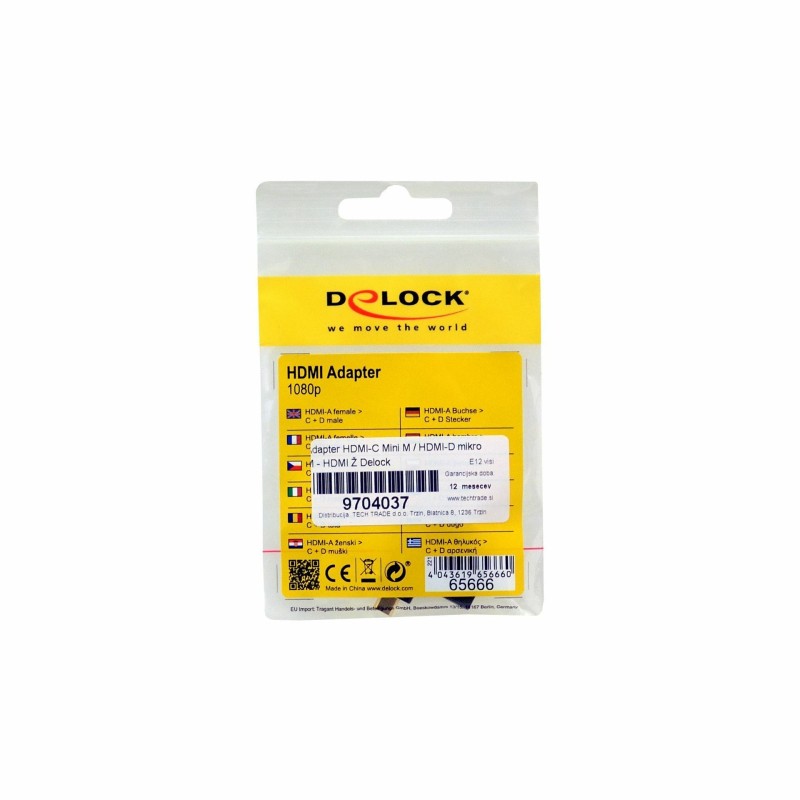 Adapter HDMI-C Mini M / HDMI-D mikro M - HDMI Ž Delock