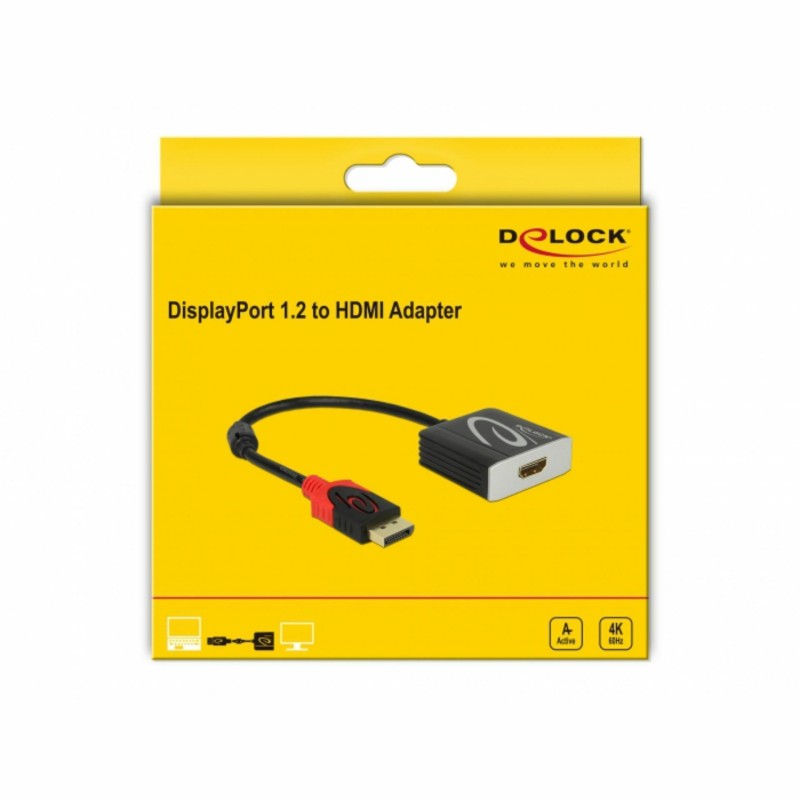 Adapter DisplayPort na HDMI aktivni 4K 60Hz 20cm Delock