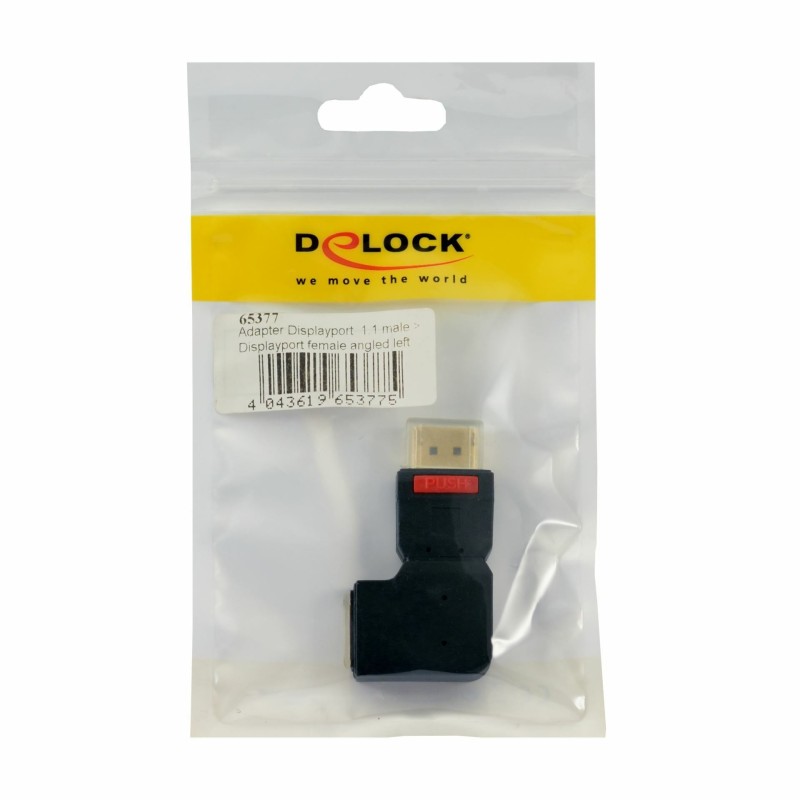 Adapter DisplayPort M na  DisplayPort Ž kotni levi Delock