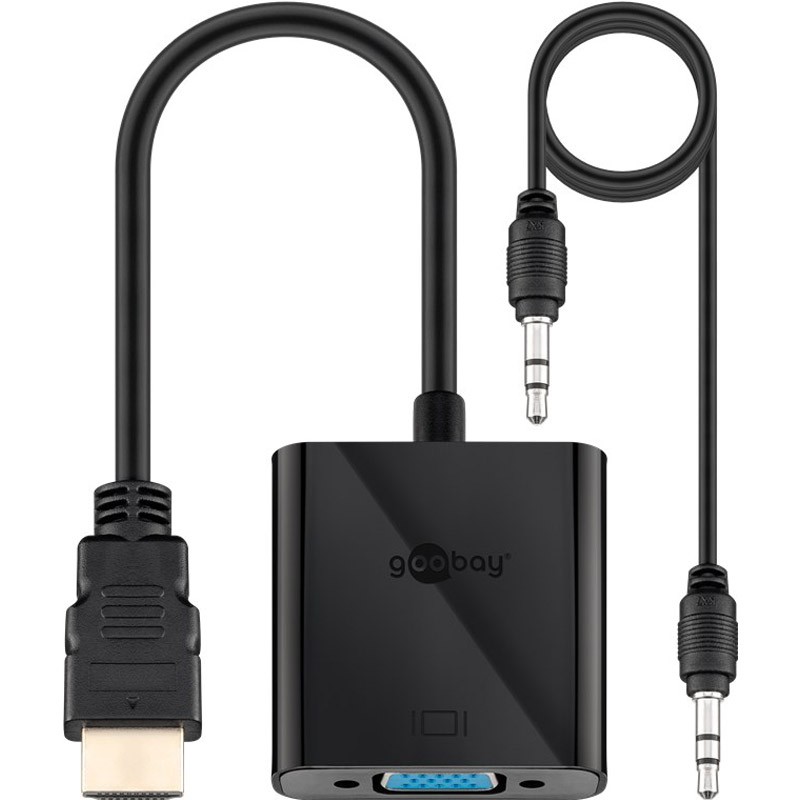 Adapter HDMI M na VGA Ž 0.1m, Goobay, črn