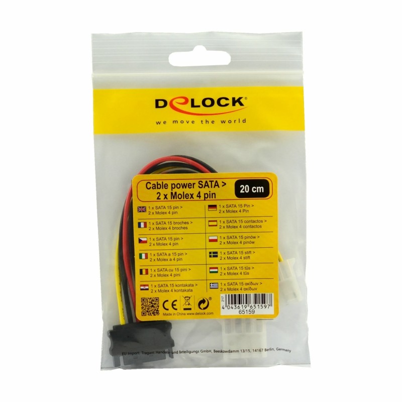 Adapter napajalni za trdi disk SATA->2x molex M/Ž
