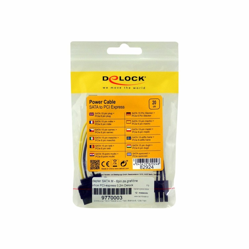 Adapter Serial ATA Ž - 6pin za grafične kartice PCI-express 0,2m Delock