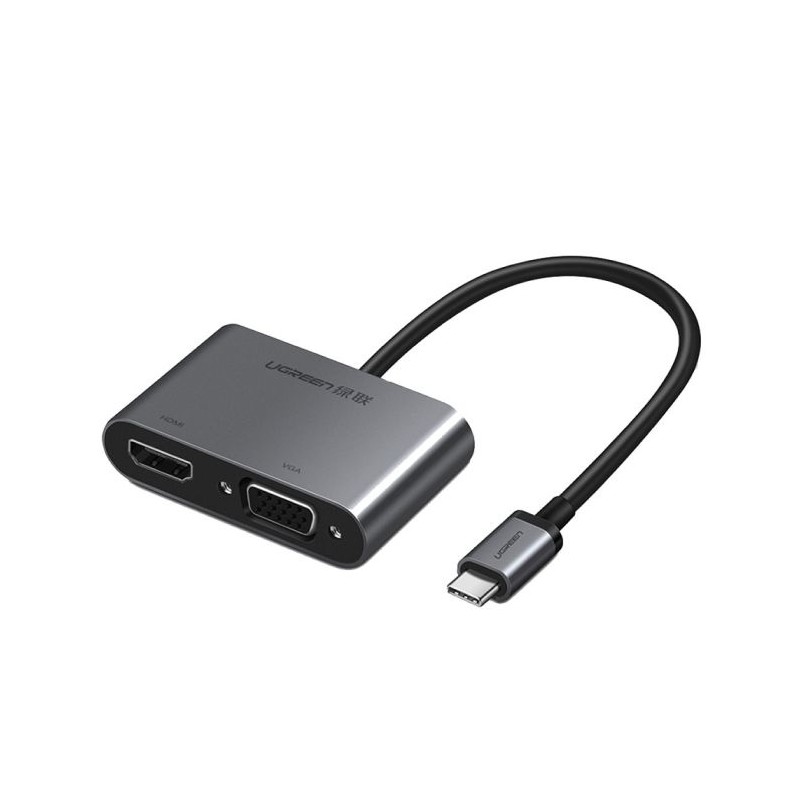 Ugreen USB-C na HDMI in VGA + PD adapter siv