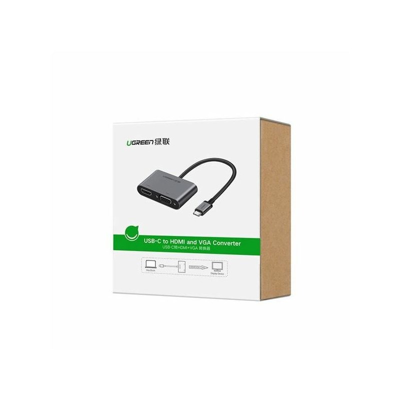 Ugreen USB-C na HDMI in VGA + PD adapter siv