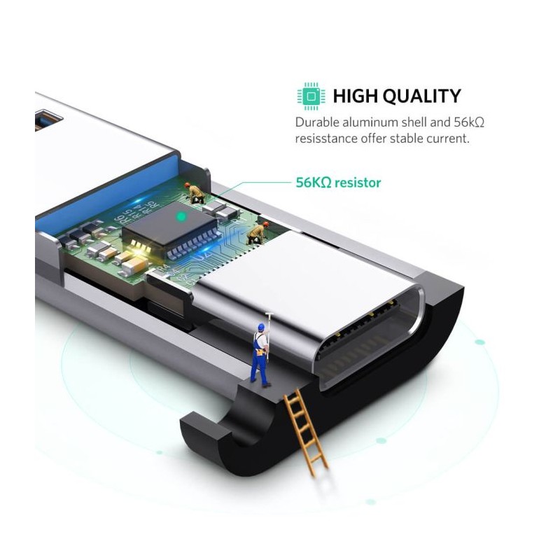 Ugreen USB 3.0-A na USB-C adapter siv