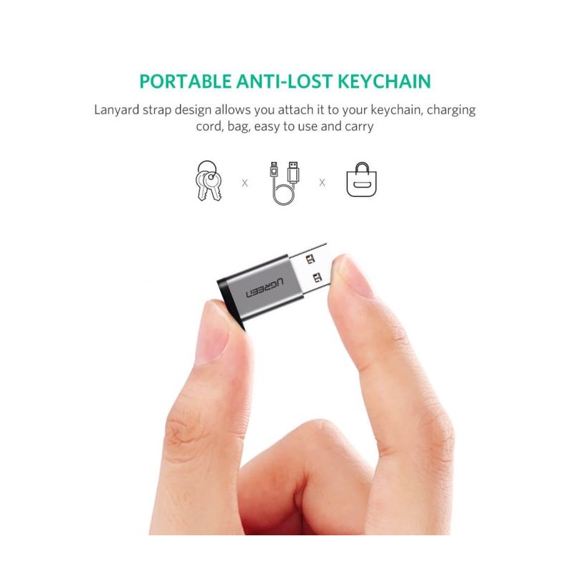 Ugreen USB 3.0-A na USB-C adapter siv