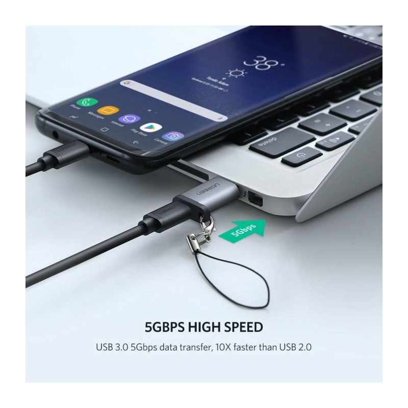 Ugreen USB 3.0-A na USB-C adapter siv