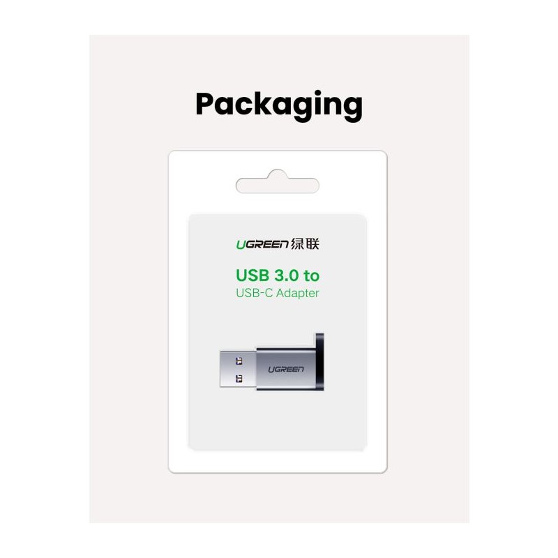 Ugreen USB 3.0-A na USB-C adapter siv