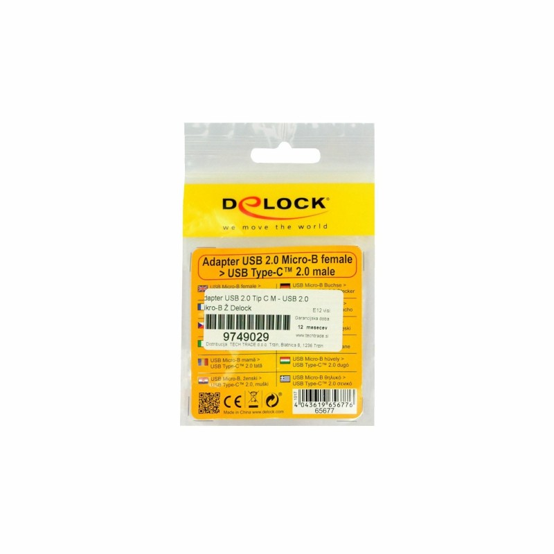 Adapter USB 2.0 Tip-C M - USB 2.0 mikro-B Ž Delock