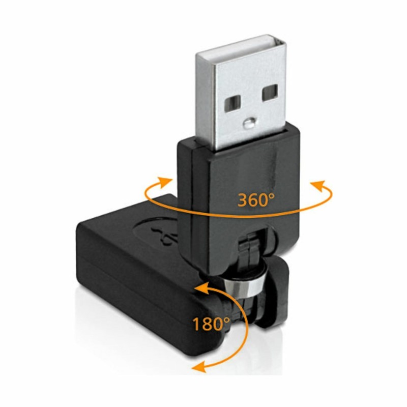 Adapter USB-A M - USB-A Ž pregibni 180°/360° Delock